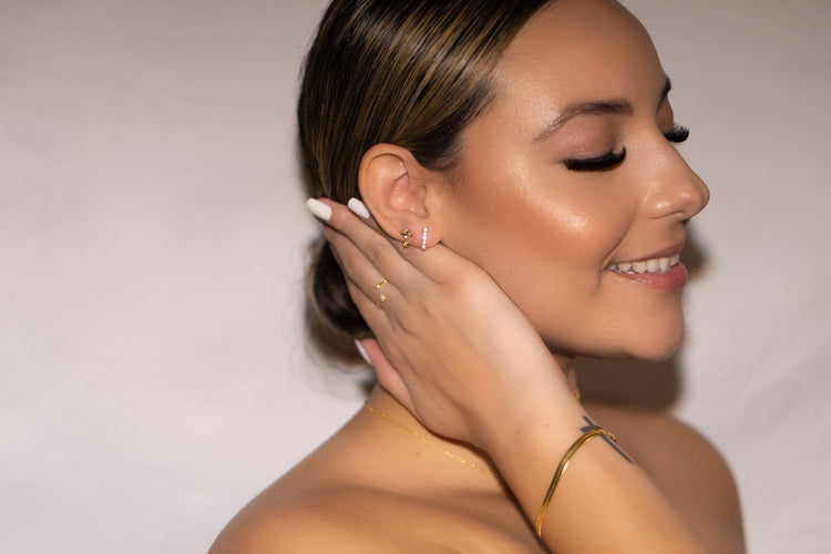 Check out our dainty jewelry selection for the best waterproof pieces in the game from earrings to necklaces to rings. The dainty collection is excellent quality, affordable, and long-lasting! 